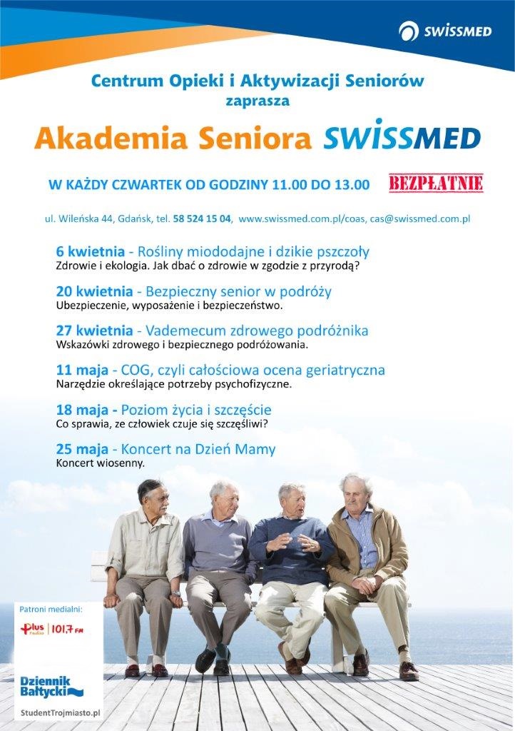 Akademia Seniora SWISSMED zaprasza na wykład : czwartek,11 maja godz. 11.00