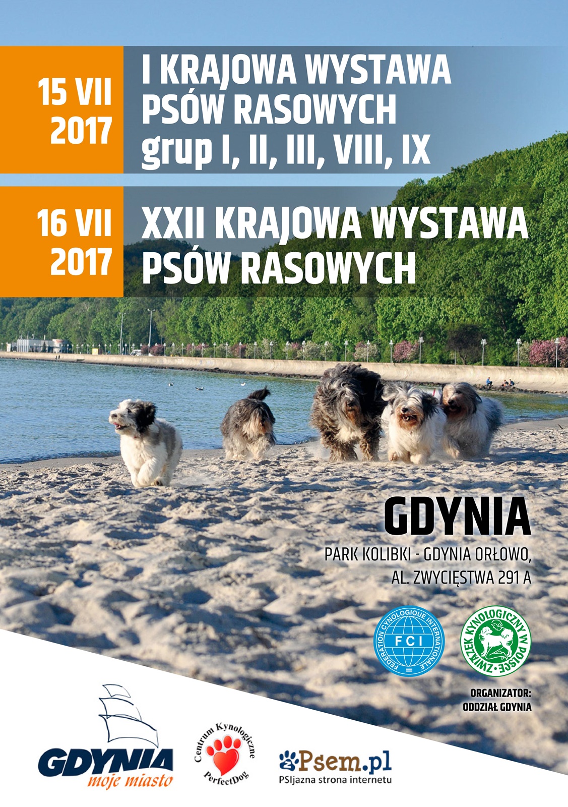 Wystawa psów rasowych w Gdyni Kolibkach 15 i 16 lipca 2017.
